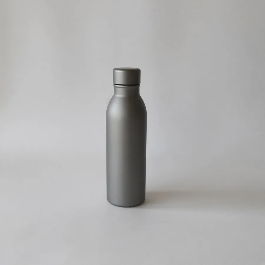 Before: flat grey main image for a fictional water bottle brand