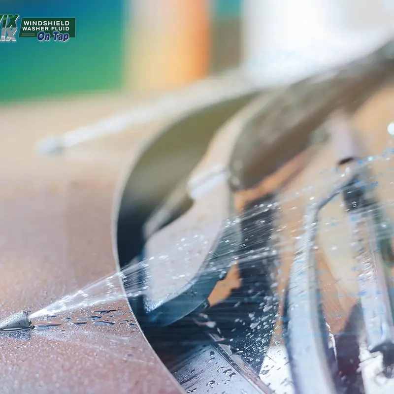 Washer fluid spraying across a windshield
