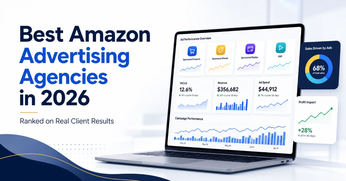 Amazon advertising campaign dashboard comparing Sponsored Products, Sponsored Brands, Sponsored Display, and DSP performance