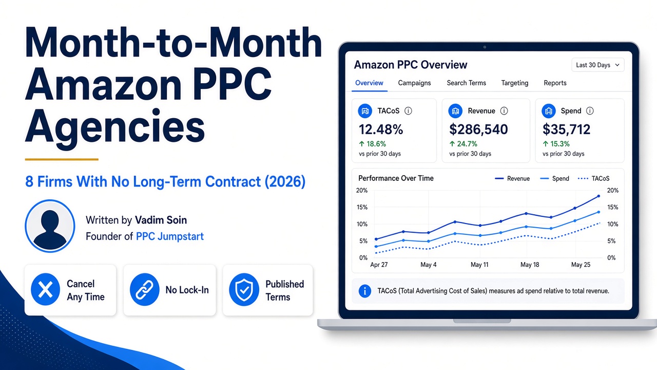 Cover: month-to-month Amazon PPC agencies