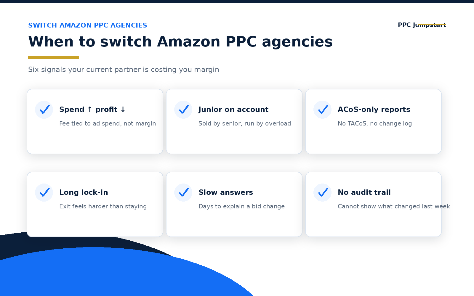 Infographic: six signals it is time to switch Amazon PPC agencies